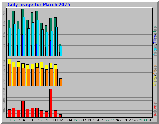 Daily usage for March 2025